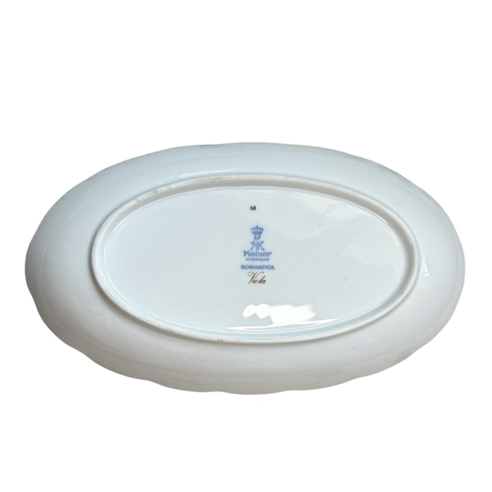 KAISER Romantica Viola Oval Pickle Dish 9 1/4" Purple Floral W Germany Porcelain - Picture 3 of 8